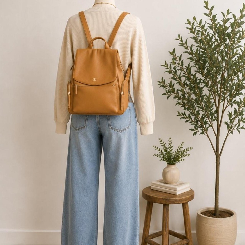 Freshly Picked Mini Classic II Cognac Vegan Leather Diaper Bag Backpack NWT